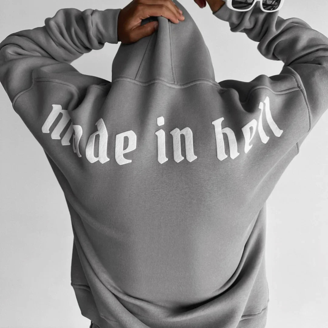 Made in Hell - Light Grey - Oversize Hoodie - 400 GSM