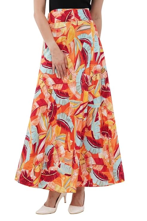 Women's Printed Maxi Wraparound Skirt