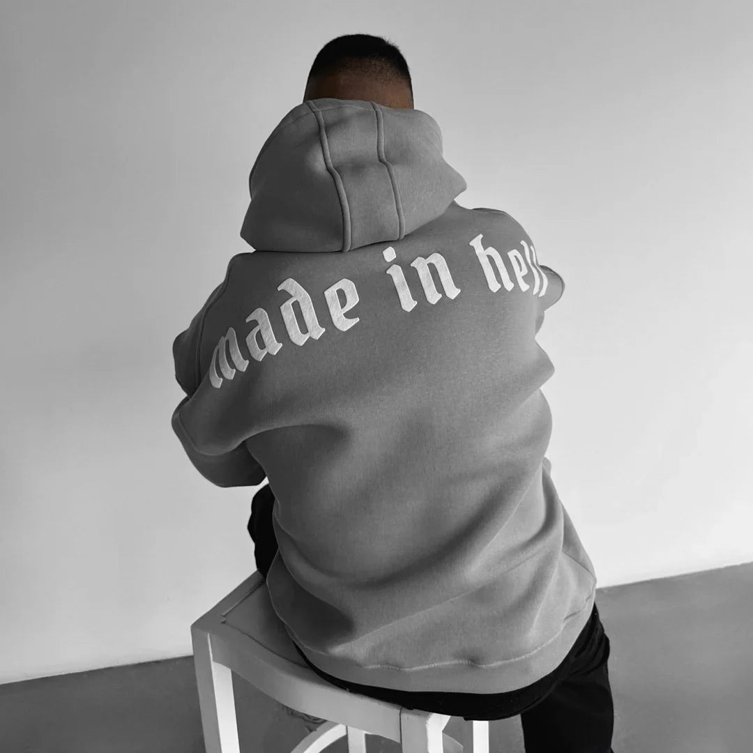 Made in Hell - Light Grey - Oversize Hoodie - 400 GSM