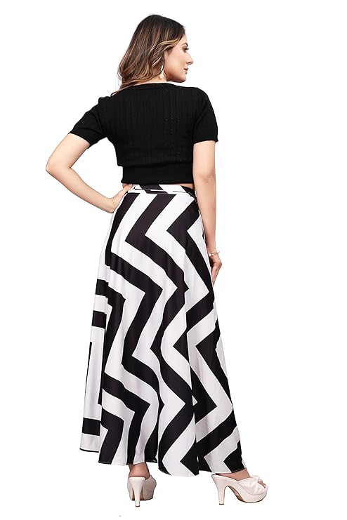 Black Women Western Looks Long Wrap Around Skirt Free Size.