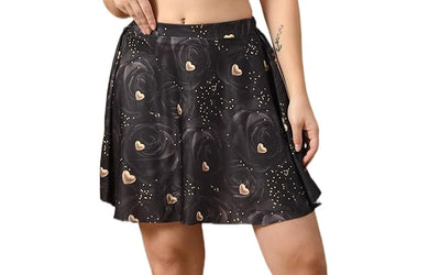 Mid Waist Mini Flare Above The Knee Skirts for Women & Girl's Printed Pleated Skirt for Girl