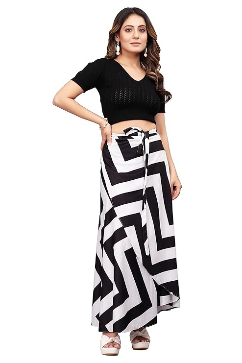 Black Women Western Looks Long Wrap Around Skirt Free Size.