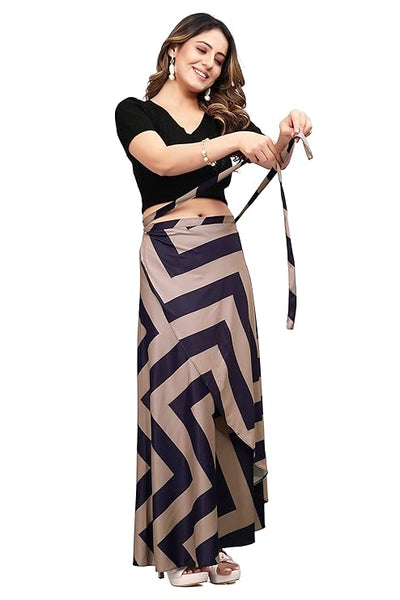 Brown Women Western Looks Long Wrap Around Skirt Free Size.