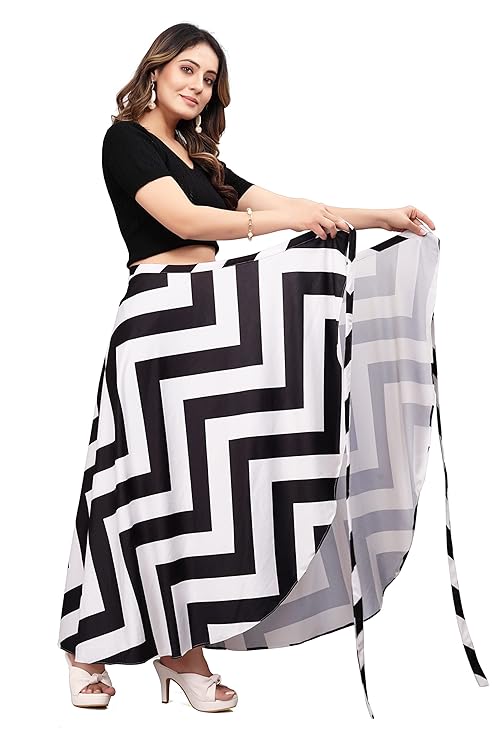 Black Women Western Looks Long Wrap Around Skirt Free Size.