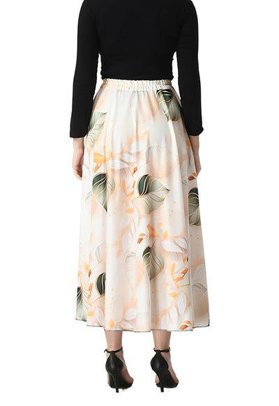 olyblend Blooming Flared Long Stitched Floor Length Skirt for