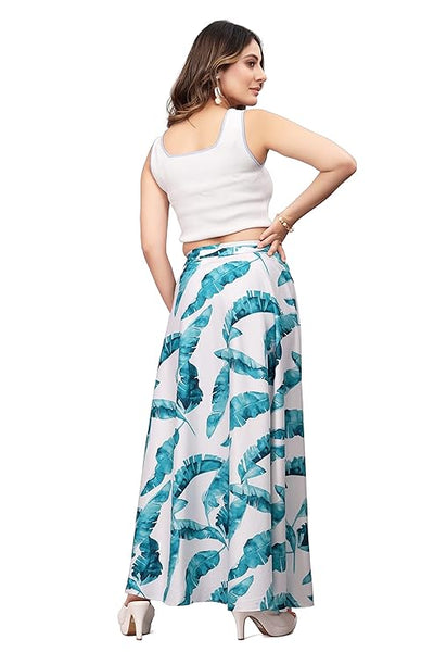 Sky blue Women Western Looks Long Wrap Around Skirt Free Size.