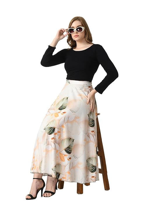 olyblend Blooming Flared Long Stitched Floor Length Skirt for