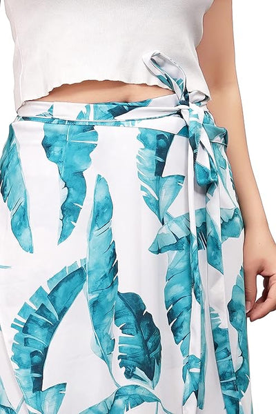 Sky blue Women Western Looks Long Wrap Around Skirt Free Size.