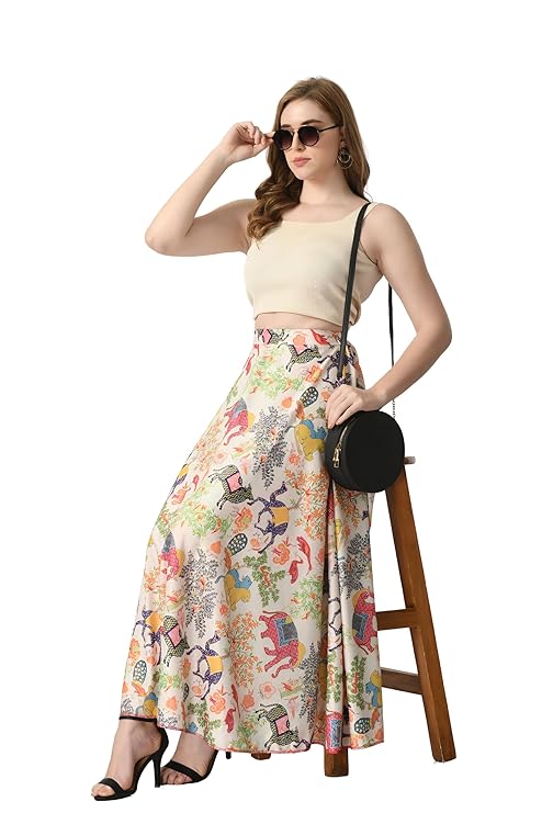 Printed Full Long Flared Skirt for Women/Girls/Ladies.