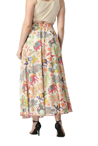 Printed Full Long Flared Skirt for Women/Girls/Ladies.