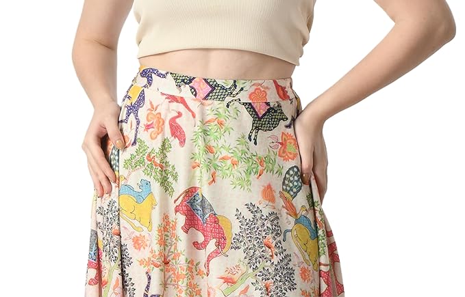 Printed Full Long Flared Skirt for Women/Girls/Ladies.