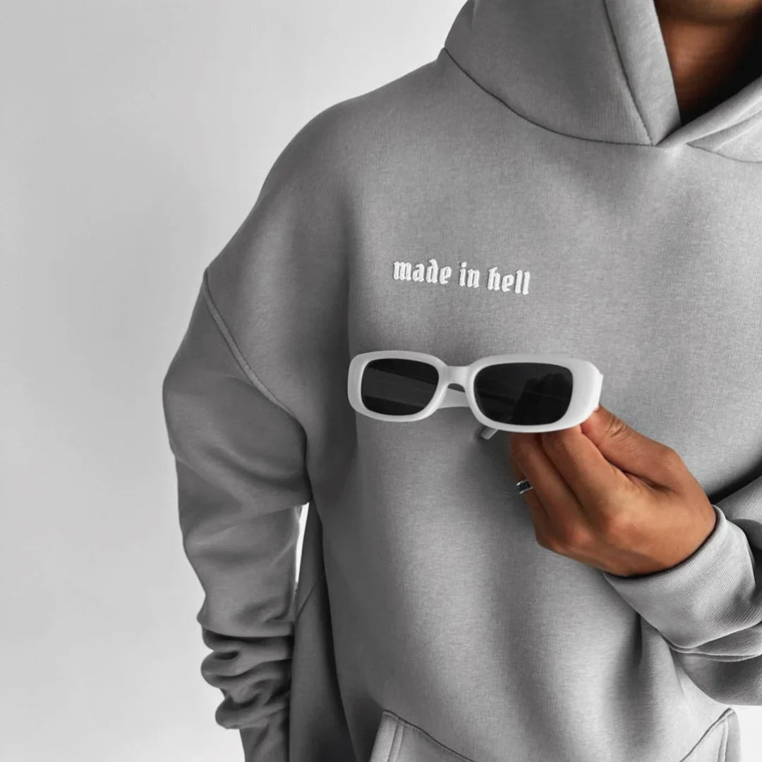 Made in Hell - Light Grey - Oversize Hoodie - 400 GSM