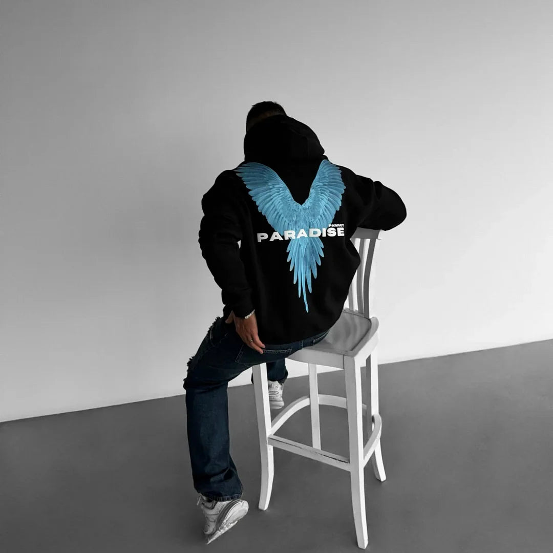 Paradise Parrot - Black - Oversized Hoodie 400 GSM