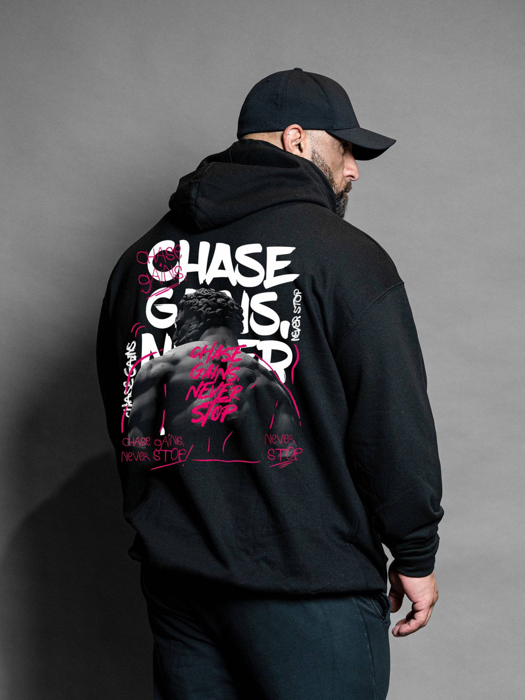 Chase Gains Never Stop - Black - Oversized Hoodie
