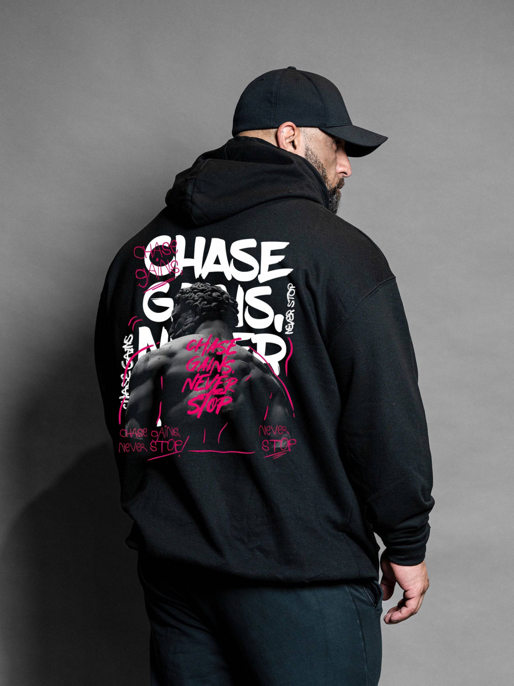 Chase Gains Never Stop - Black - Oversized Hoodie
