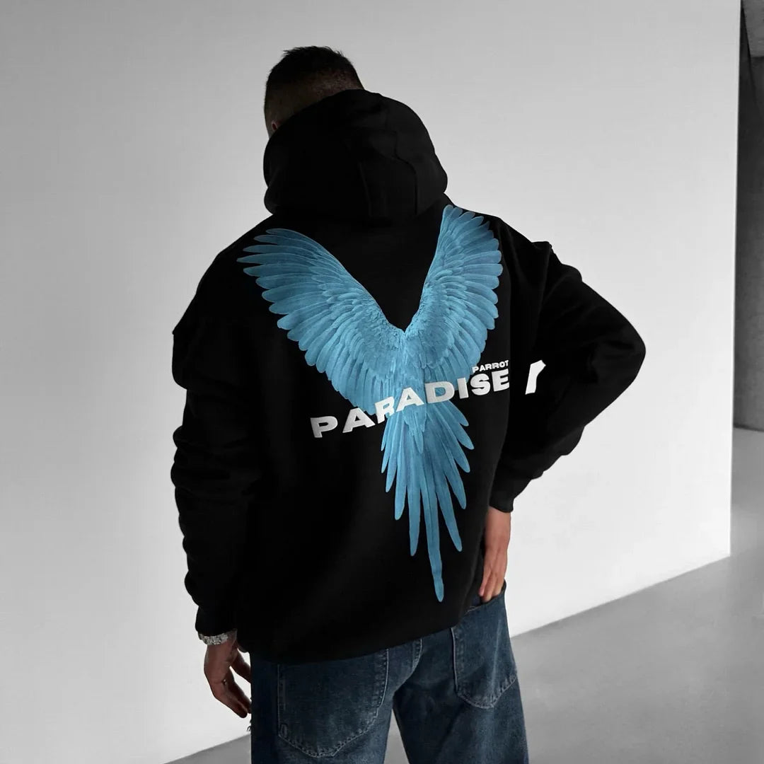 Paradise Parrot - Black - Oversized Hoodie 400 GSM