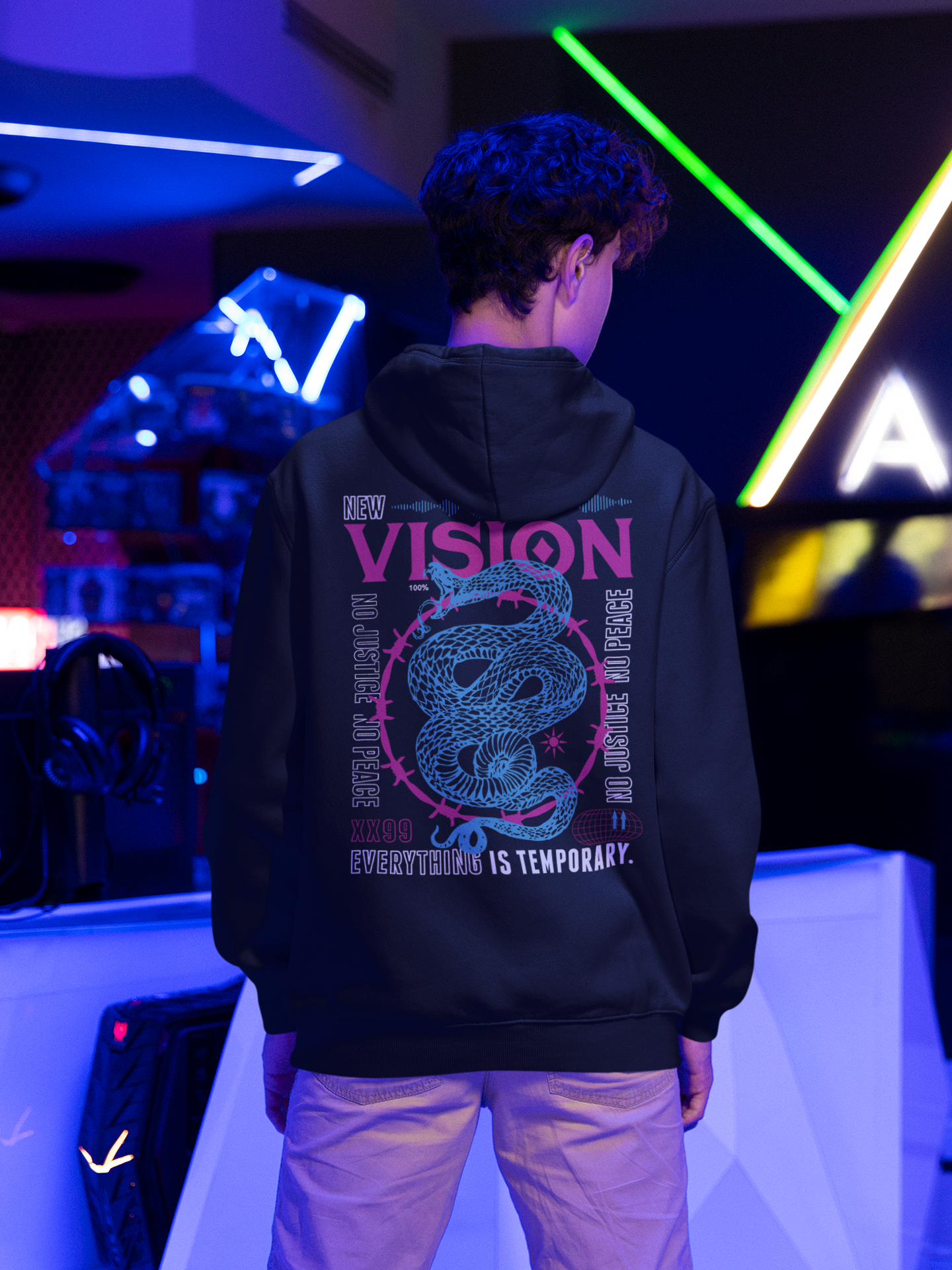 Vision Snake - Black - Oversized Hoodie