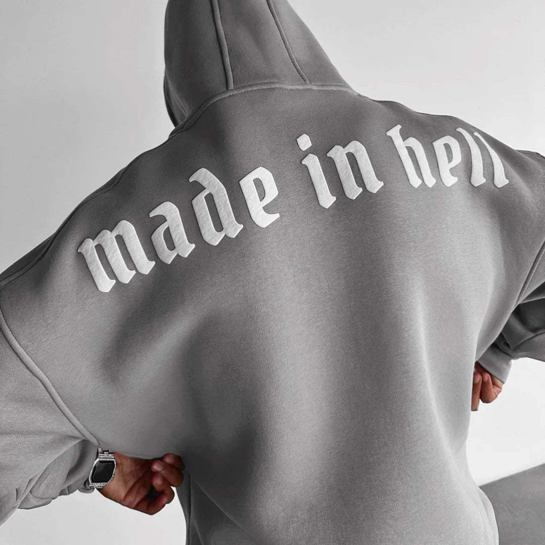 Made in Hell - Light Grey - Oversize Hoodie - 400 GSM