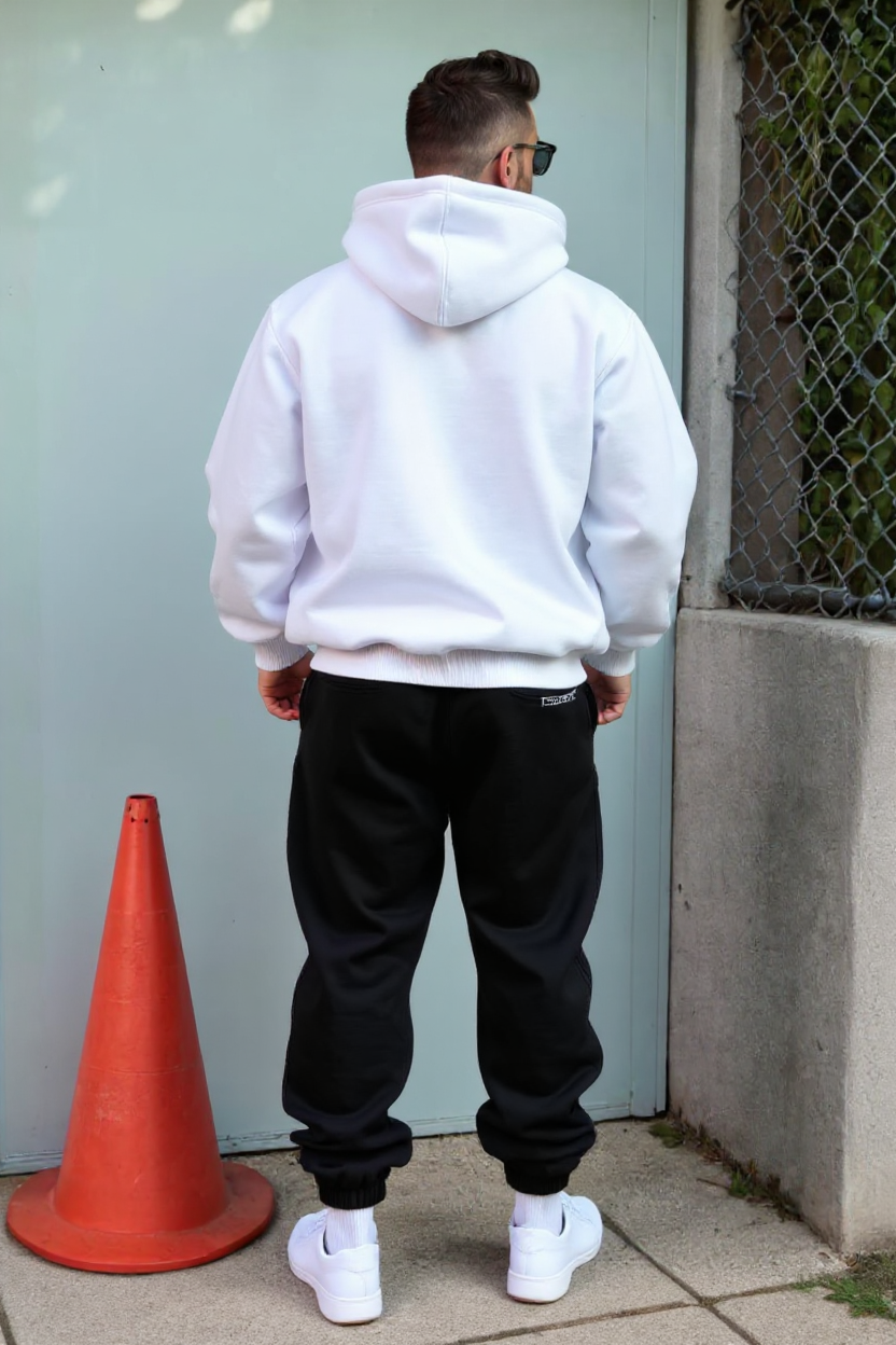White + Black - Hoodie And Sweatpants - Co-ord Set