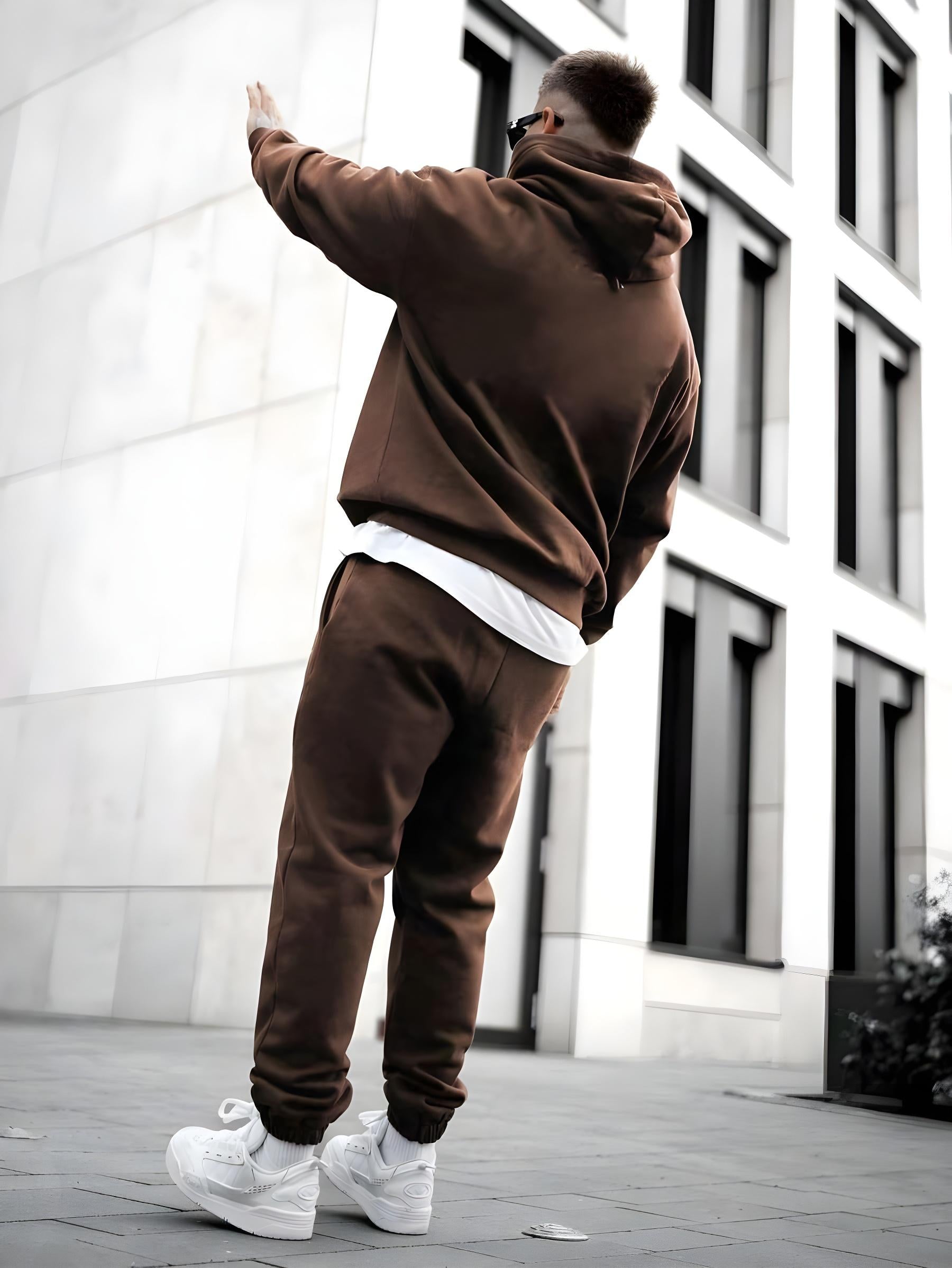 Brown - Hoodie And Sweatpants - Co-ord Set