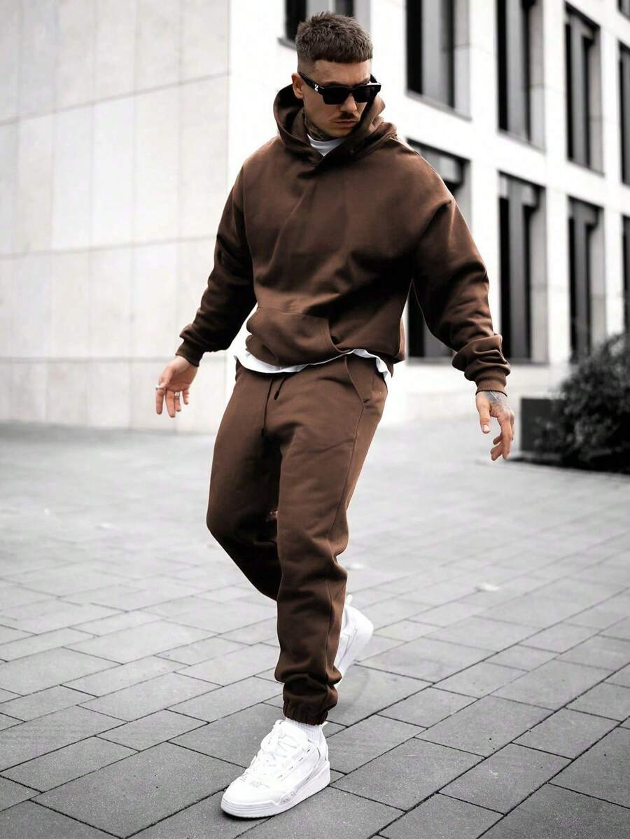 Brown - Hoodie And Sweatpants - Co-ord Set