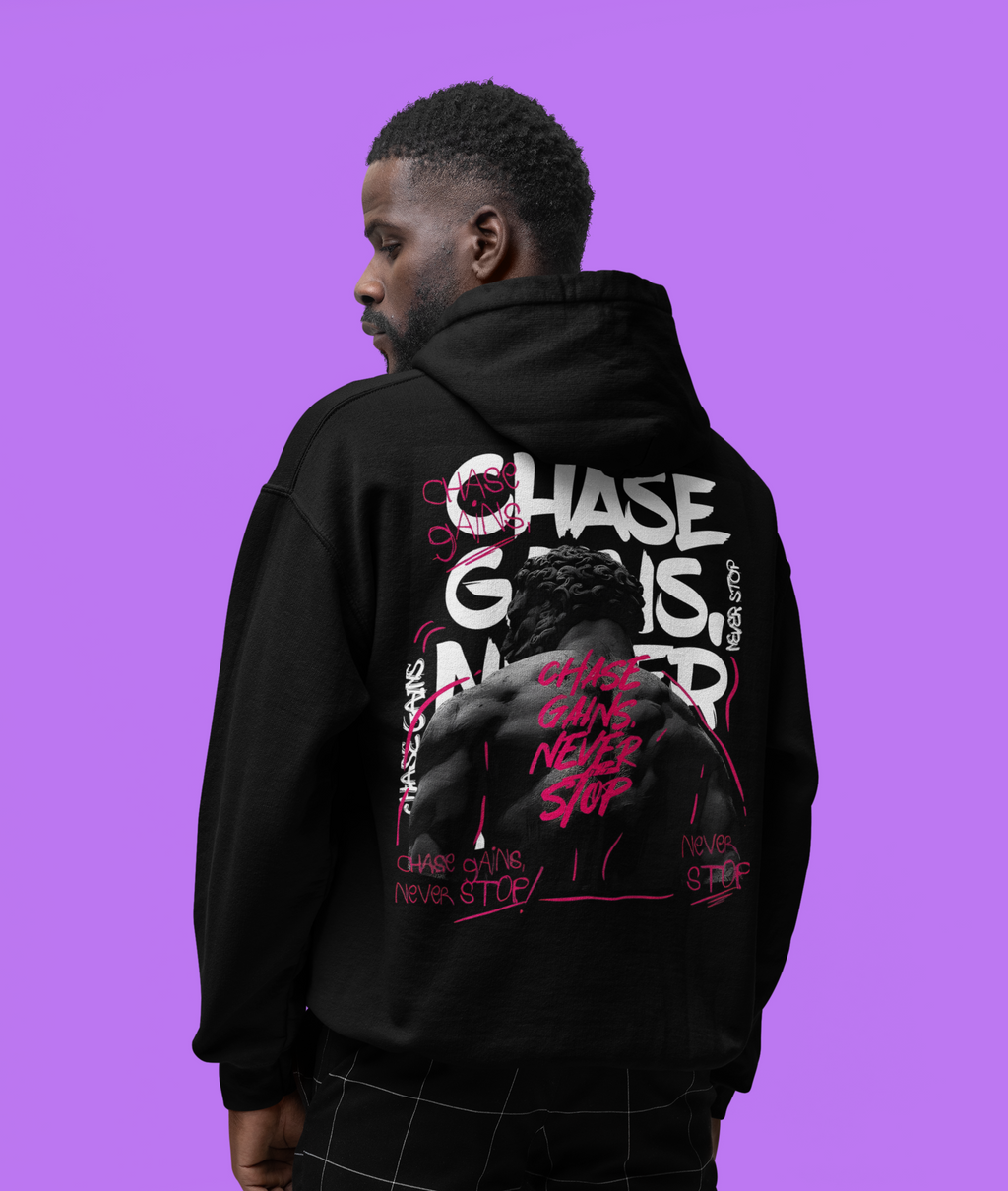 Chase Gains Never Stop - Black - Oversized Hoodie