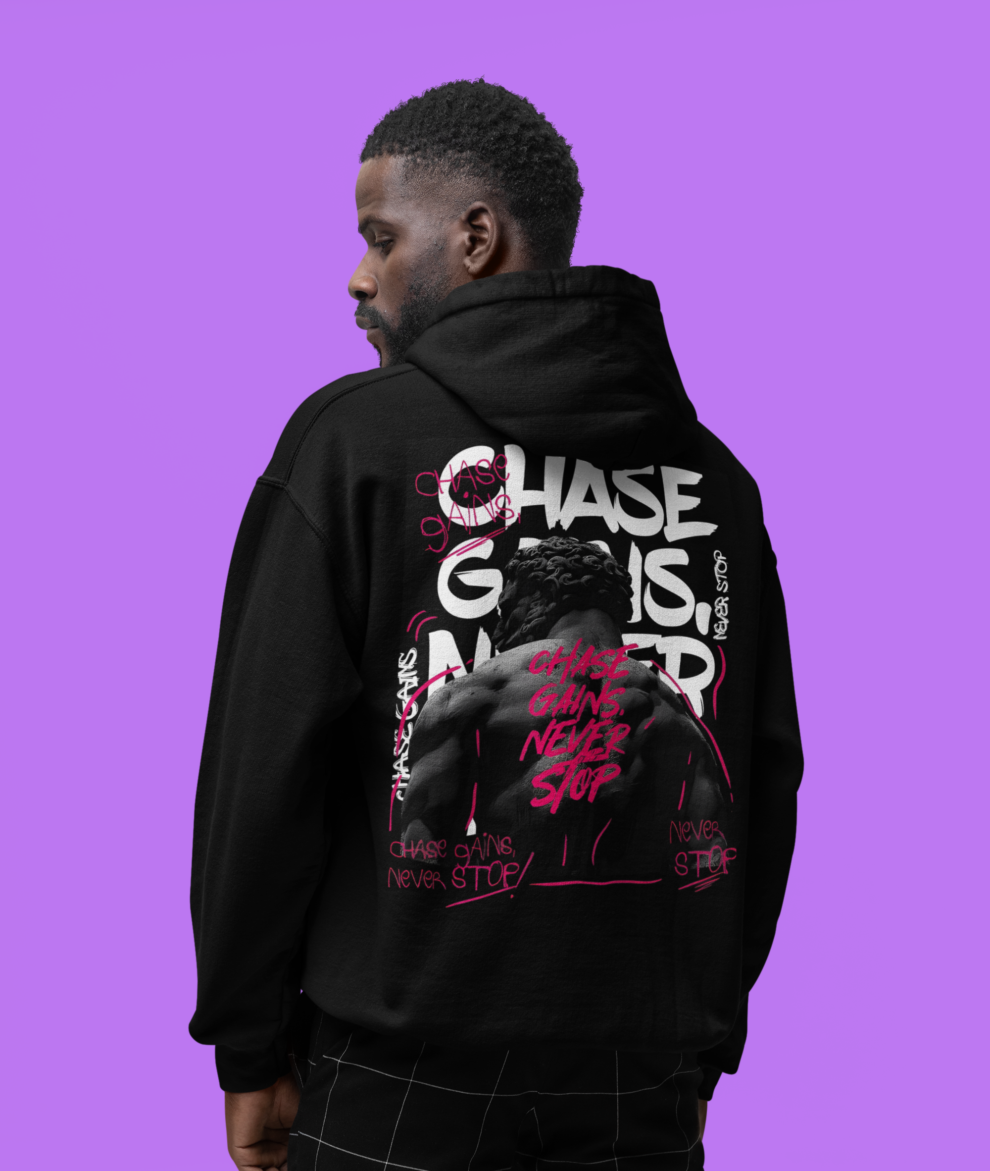 Chase Gains Never Stop - Black - Oversized Hoodie