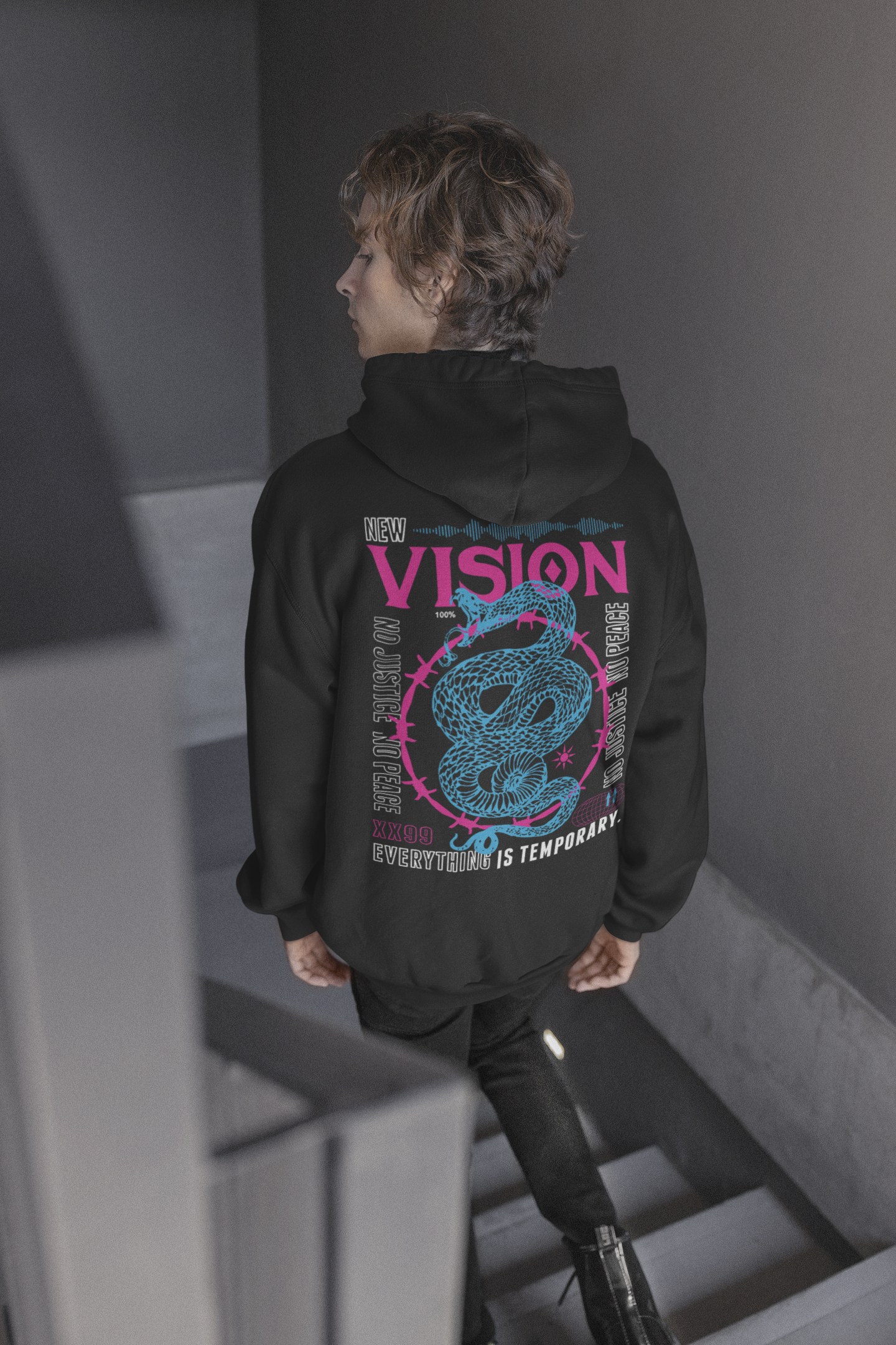 Vision Snake - Black - Oversized Hoodie